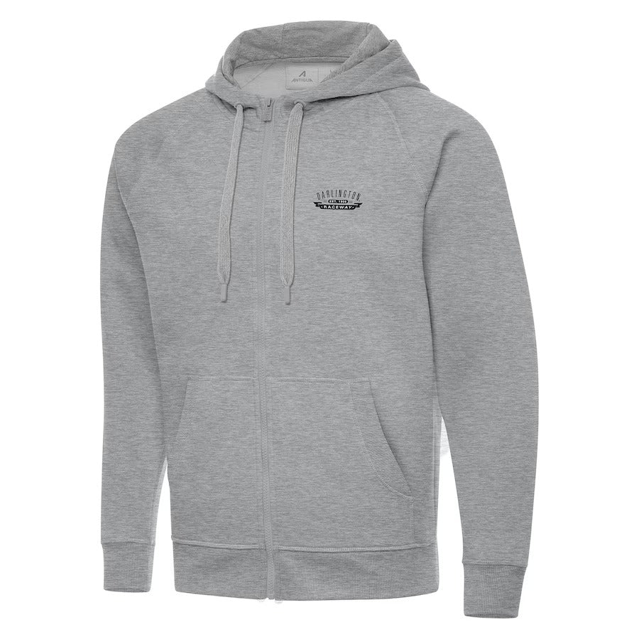 Men's Darlington Raceway Antigua Heather Gray Full-Zip Hoodie