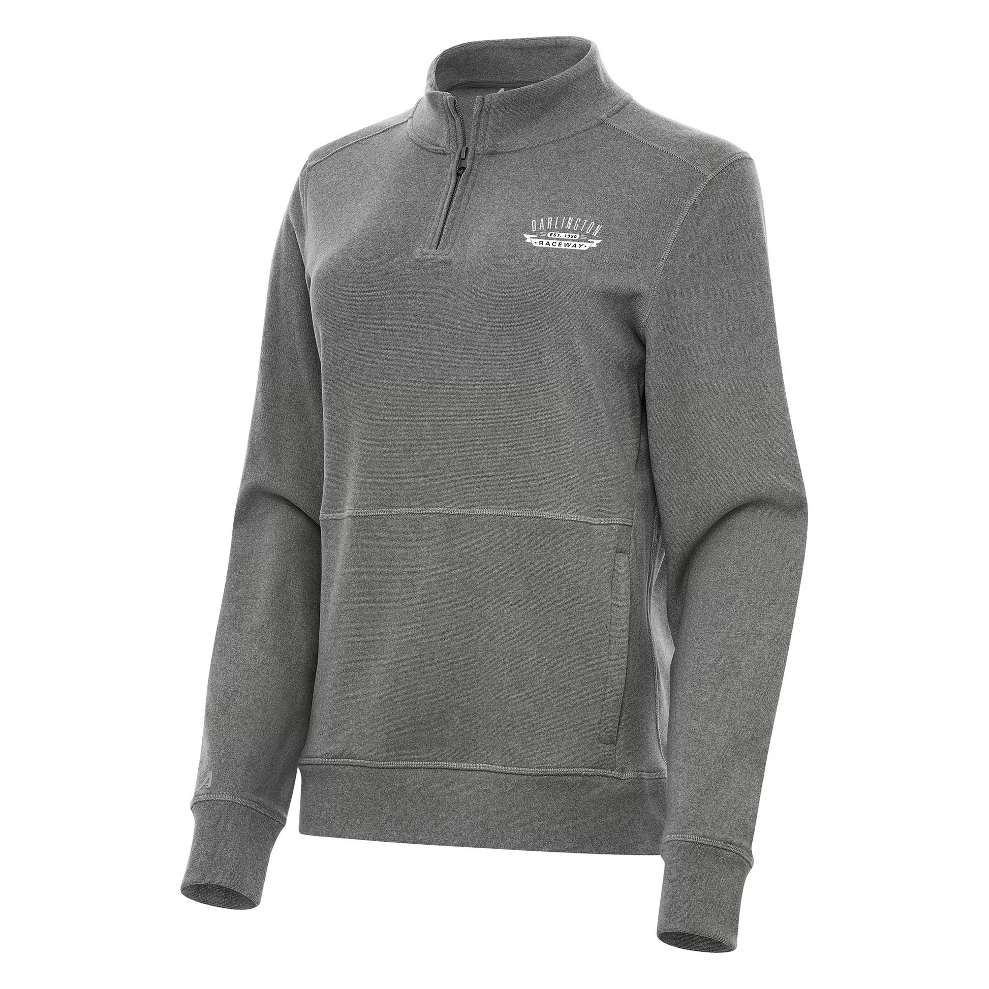 Women's Darlington Raceway Antigua Heather Black Crush Quarter-Zip Jacket