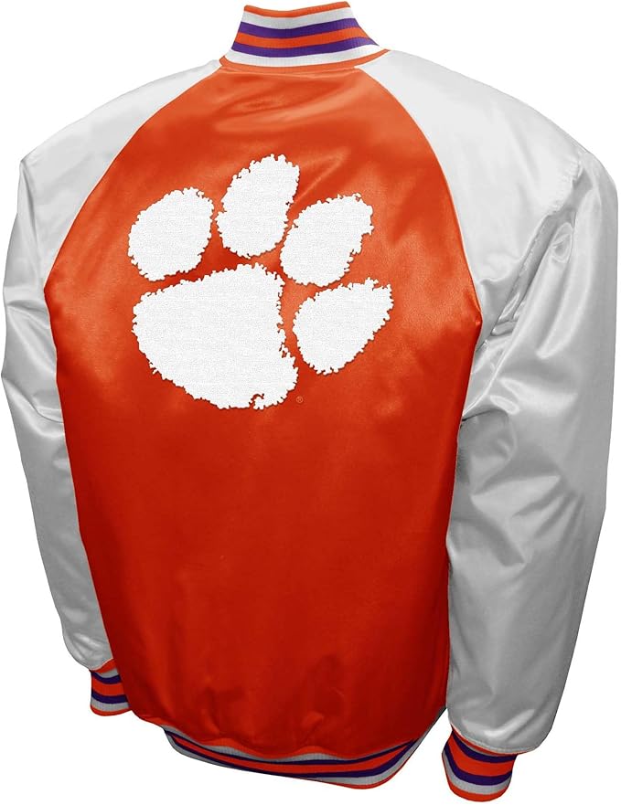 Clemson Tigers White & Orange Varsity Fan Jacket – Men’s Full-Snap “The Legend” Starter Style