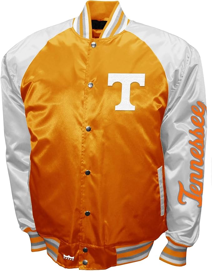 Tennessee Volunteers Orange Satin Varsity Fan Jacket – Men’s Full-Snap “The Game” Style