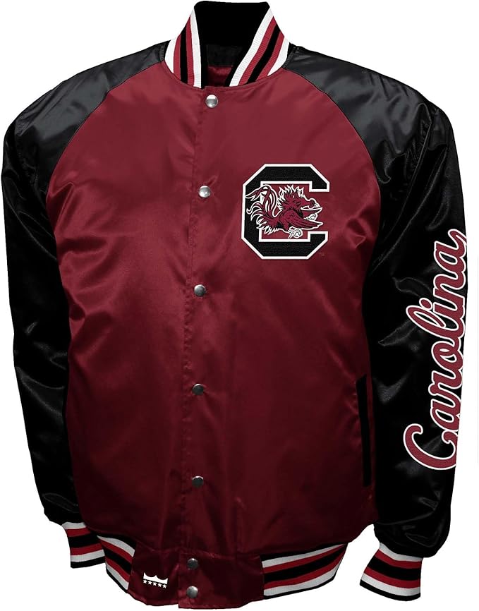 South Carolina Gamecocks Garnet Satin Varsity Fan Jacket – Men’s Full-Snap “The Game” Style