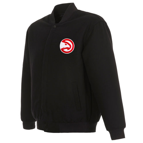 Atlanta Hawks JH Design Reversible Wool Jacket Men’s Black Full Snap Varsity