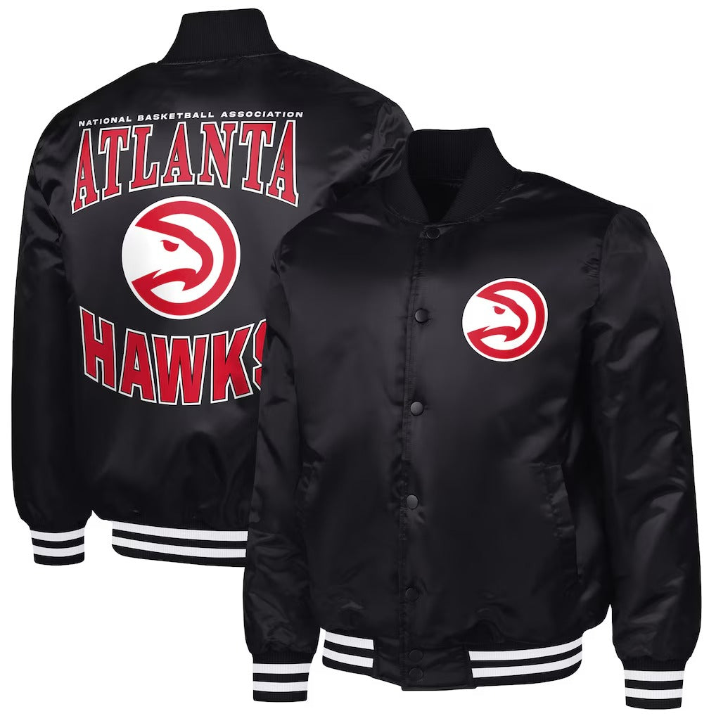 Atlanta Hawks Men’s G-III Sports by Carl Banks Red Bold Logo Satin Varsity Jacket