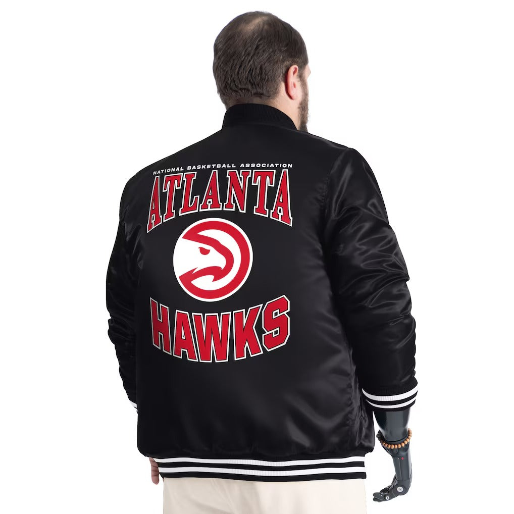 Atlanta Hawks Men’s G-III Sports by Carl Banks Red Bold Logo Satin Varsity Jacket