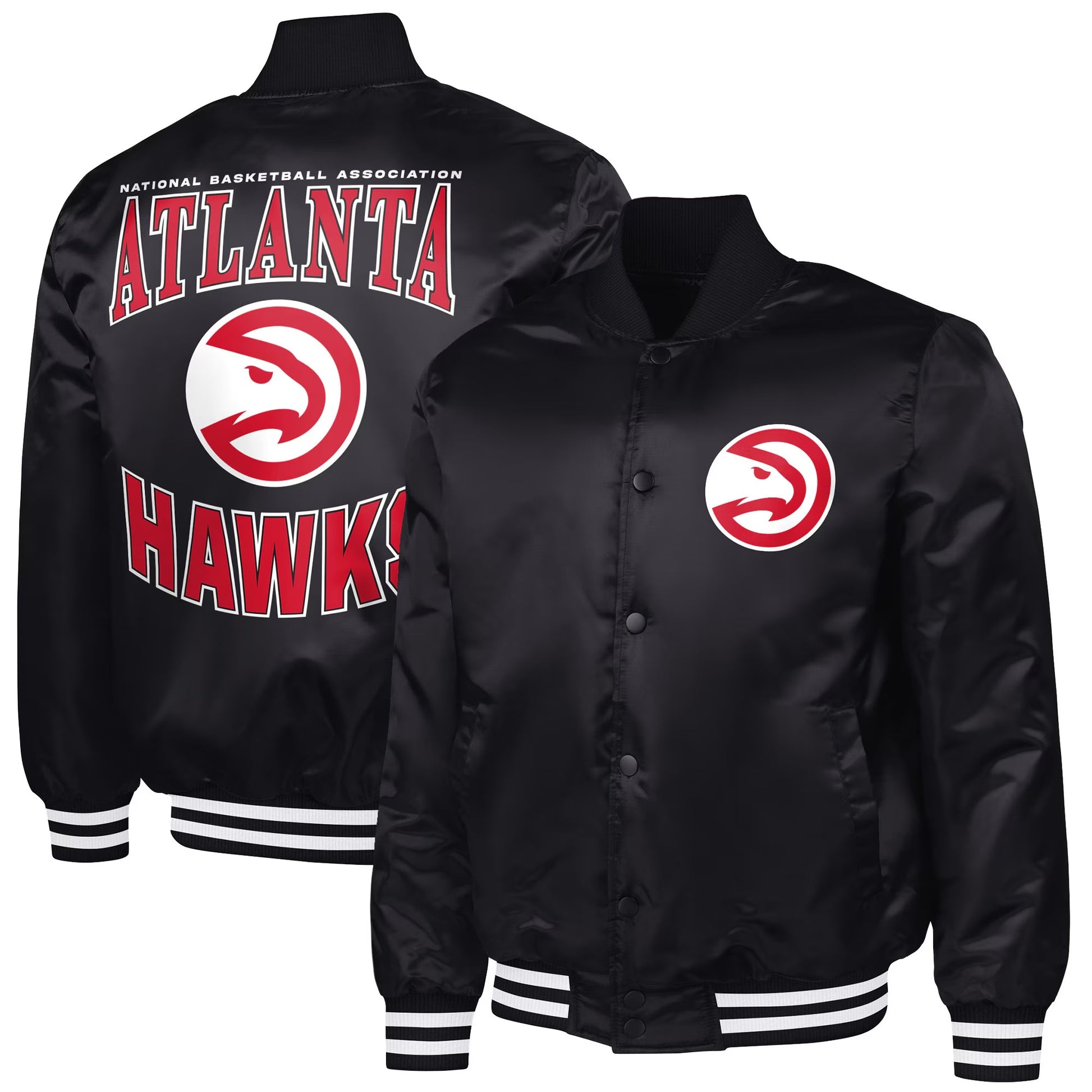 Atlanta Hawks Men’s G-III Sports by Carl Banks Red Bold Logo Satin Varsity Jacket