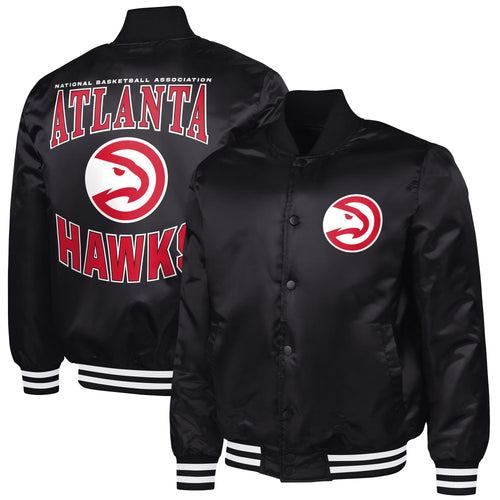 Atlanta Hawks Men’s G-III Sports by Carl Banks Red Bold Logo Satin Varsity Jacket