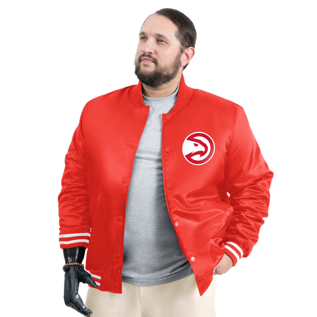 Atlanta Hawks Men’s G-III Sports by Carl Banks Red Bold Logo Satin Varsity Jacket