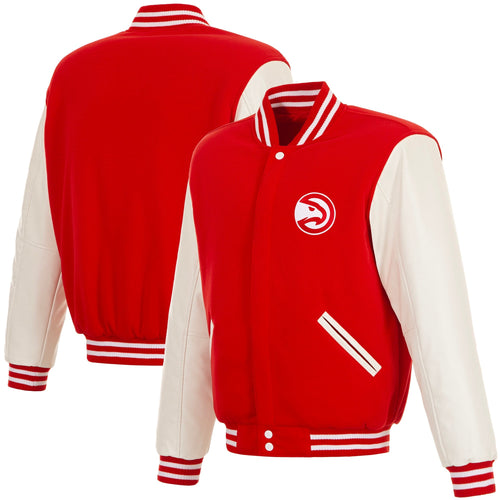Atlanta Hawks Men’s JH Design Red Reversible Full-Snap Varsity Jacket