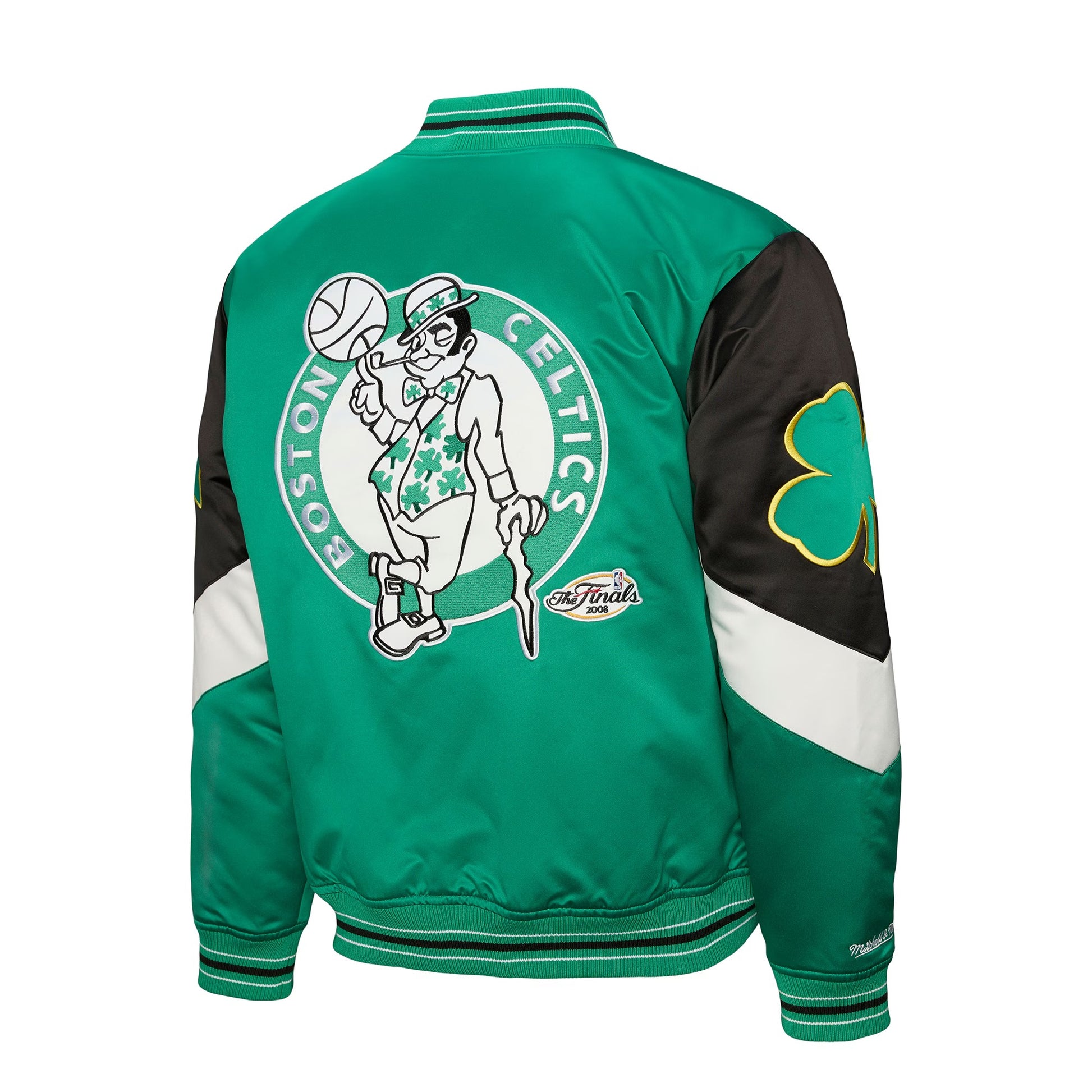 Men’s Boston Celtics Mitchell & Ness Throw It Back Satin Jacket – Green Heavyweight Full-Zip NBA Jacket