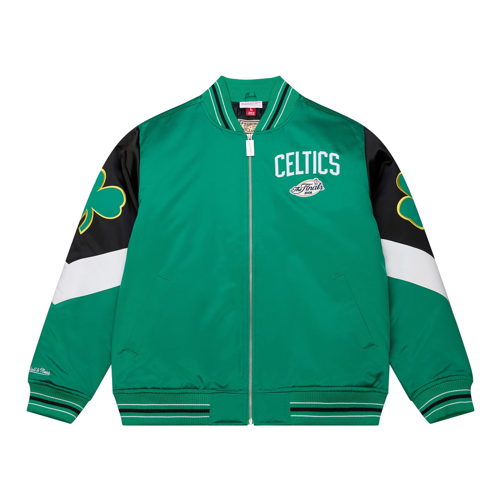 Men’s Boston Celtics Mitchell & Ness Throw It Back Satin Jacket – Green Heavyweight Full-Zip NBA Jacket