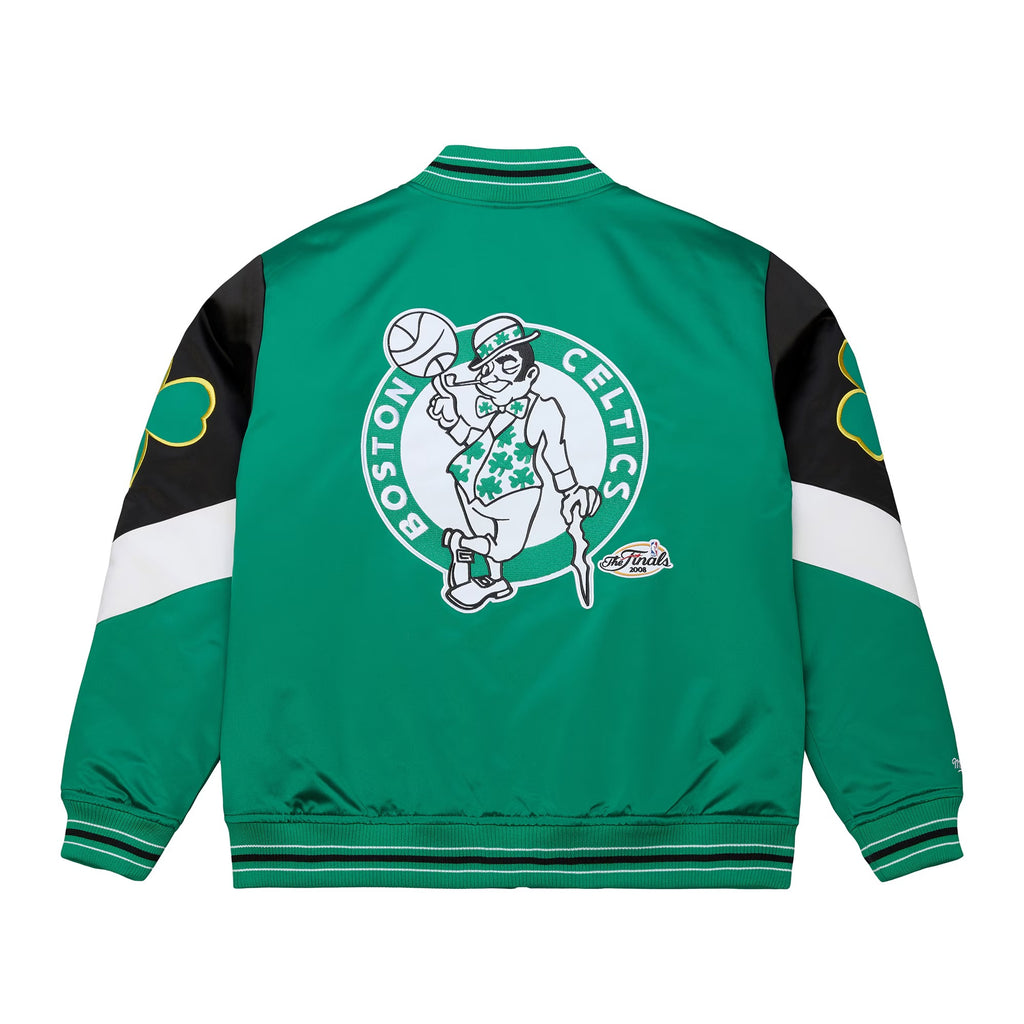 Men’s Boston Celtics Mitchell & Ness Throw It Back Satin Jacket – Green Heavyweight Full-Zip NBA Jacket