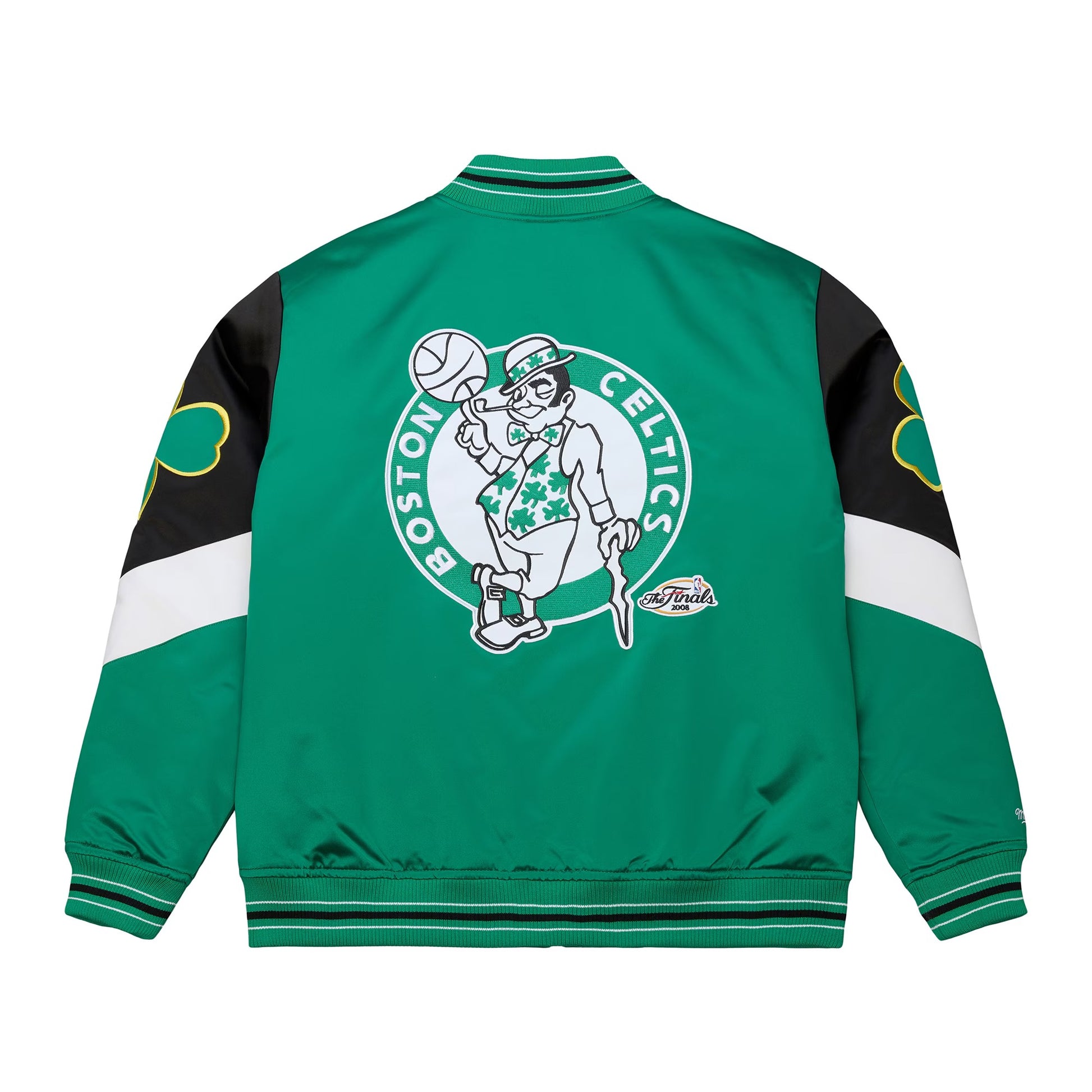 Men’s Boston Celtics Mitchell & Ness Throw It Back Satin Jacket – Green Heavyweight Full-Zip NBA Jacket