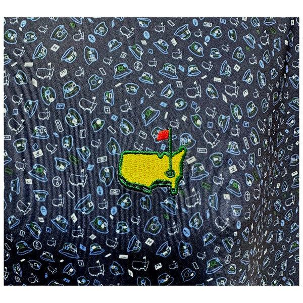 Masters Peter Millar Tech Navy Blue Bucket Hats and Badges Pattern Performance Golf Shirt Polo