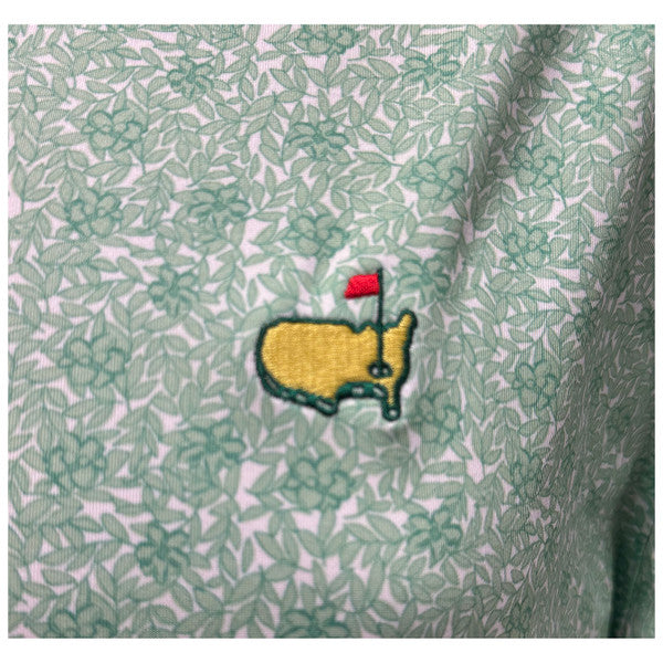 2025 Masters Tech Golf Polo – Light Green Floral & Foliage Performance Shirt