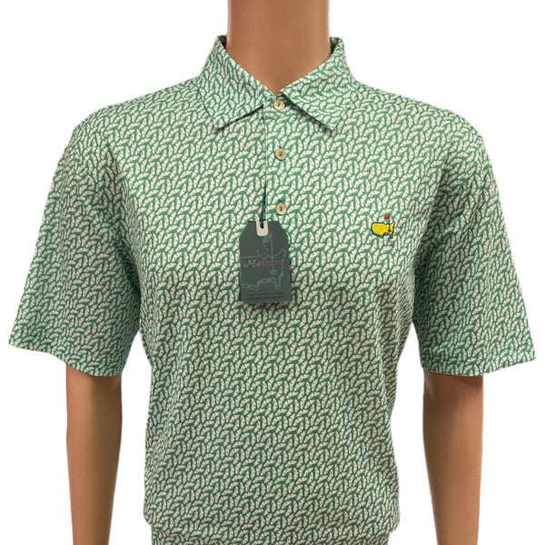 Masters Tech Performance Golf Polo – Green Camellia Bunker Pattern (2025)