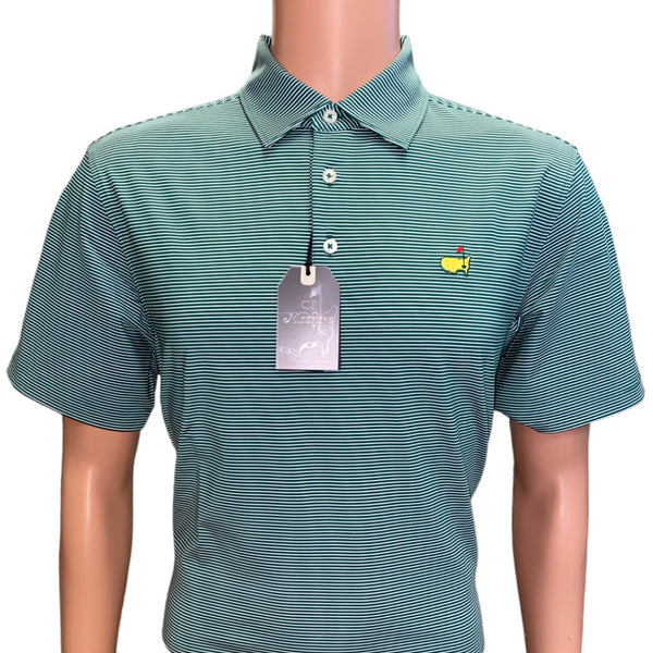 Masters Tech Evergreen & White Tight Stripe Performance Polo