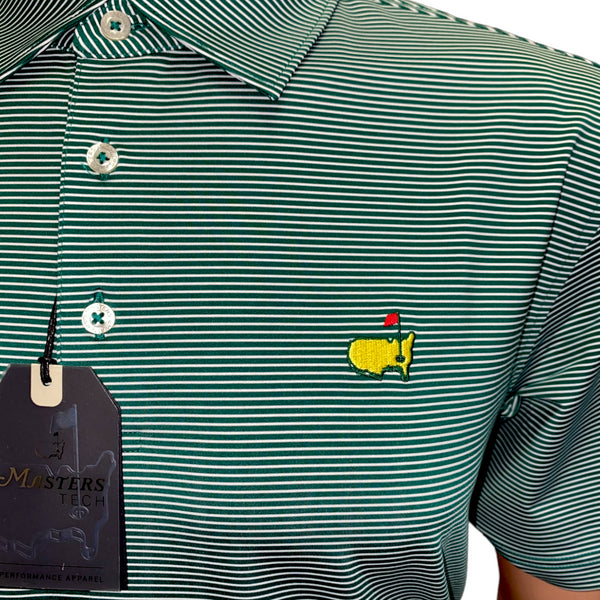 Masters Tech Evergreen & White Tight Stripe Performance Polo