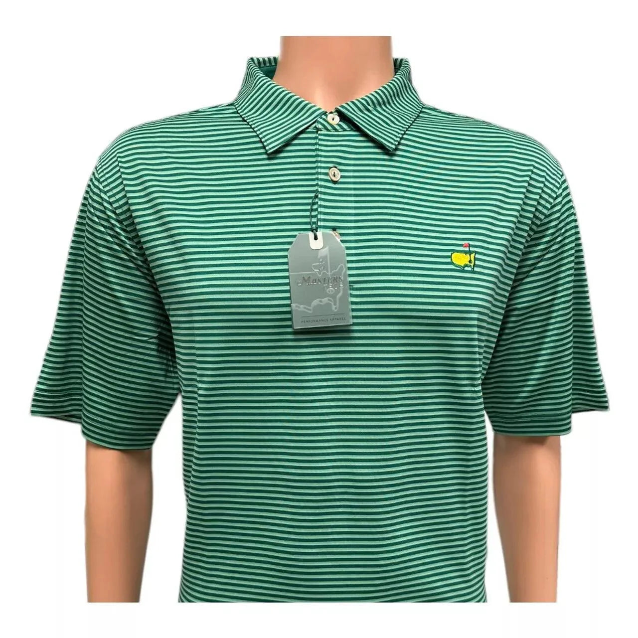 Masters Tech Green Stripe Performance Polo 2025