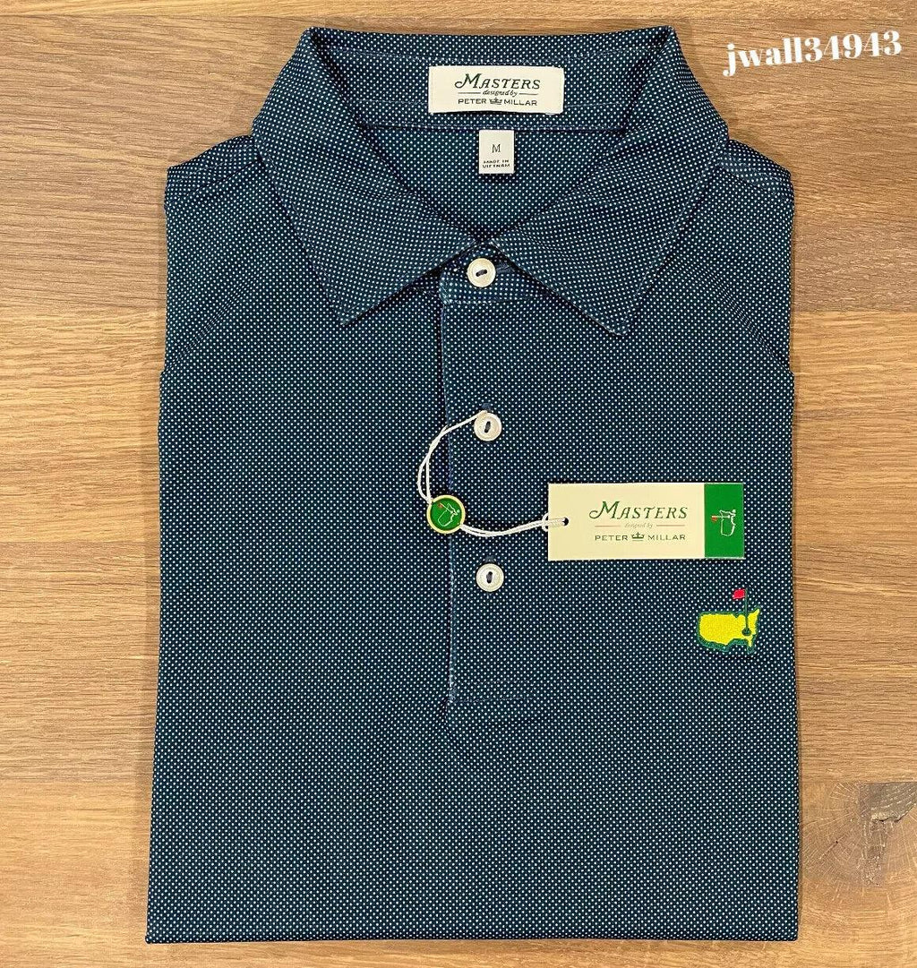 2025 Masters Peter Millar Blue Patterned Performance Tech Polo