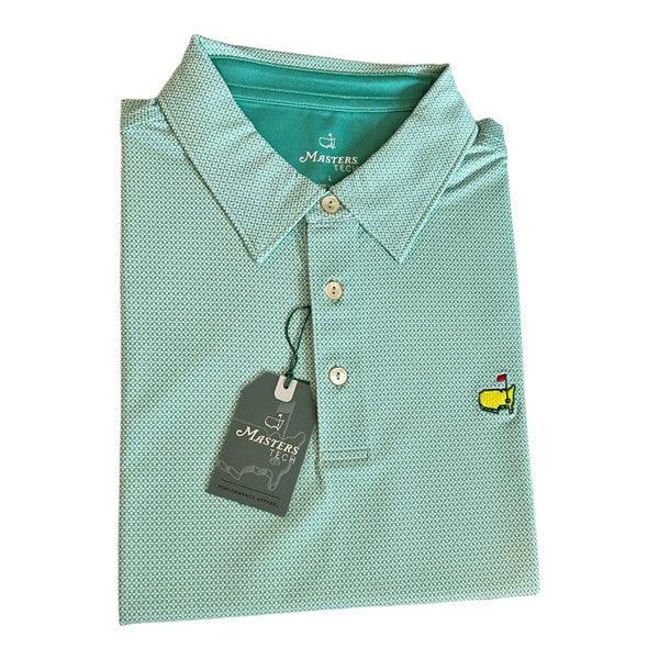 Masters Tech Light Green Decorative Cross Pattern Performance Golf Shirt Polo