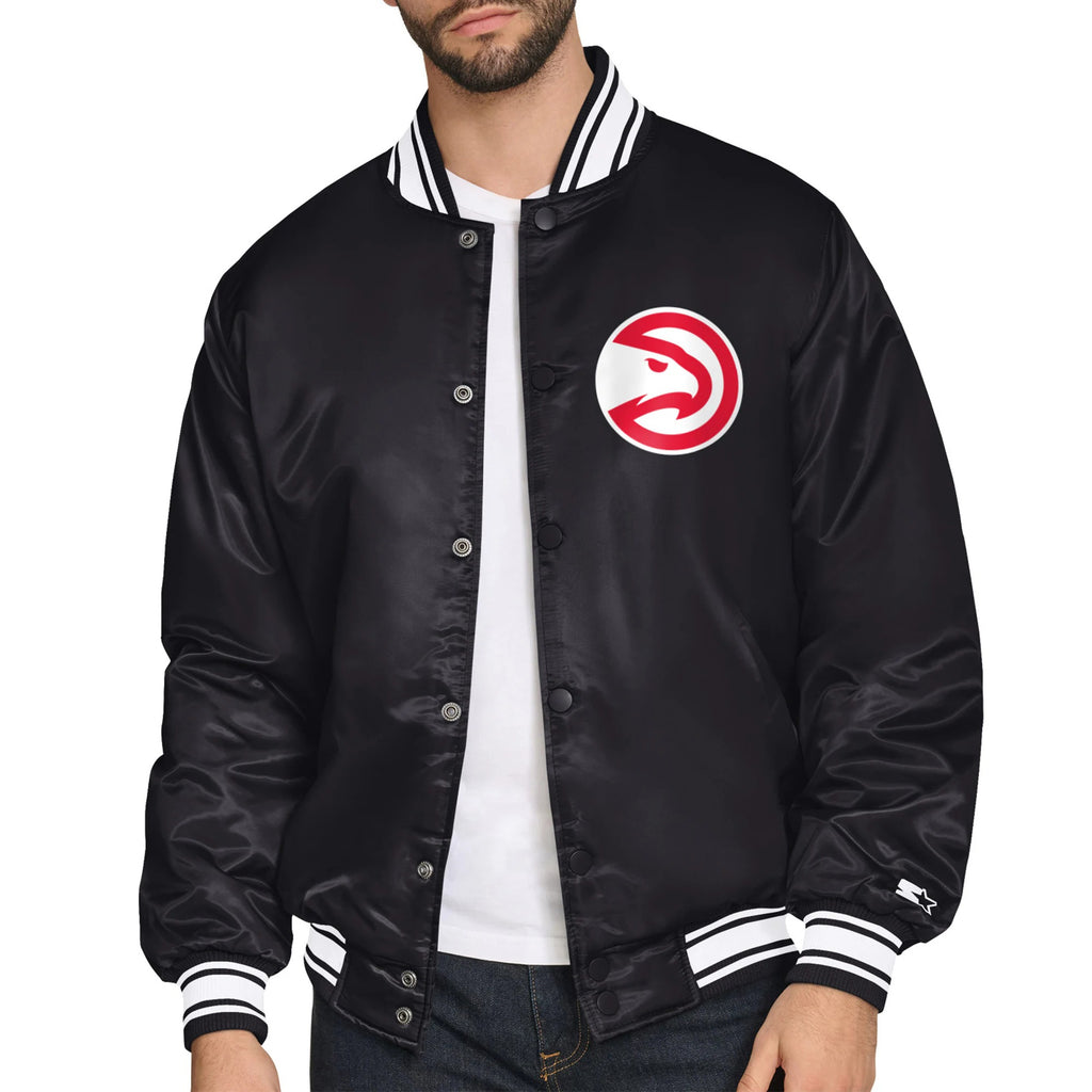 Atlanta Hawks Men’s Starter Black Triangle Full-Snap Varsity Jacket