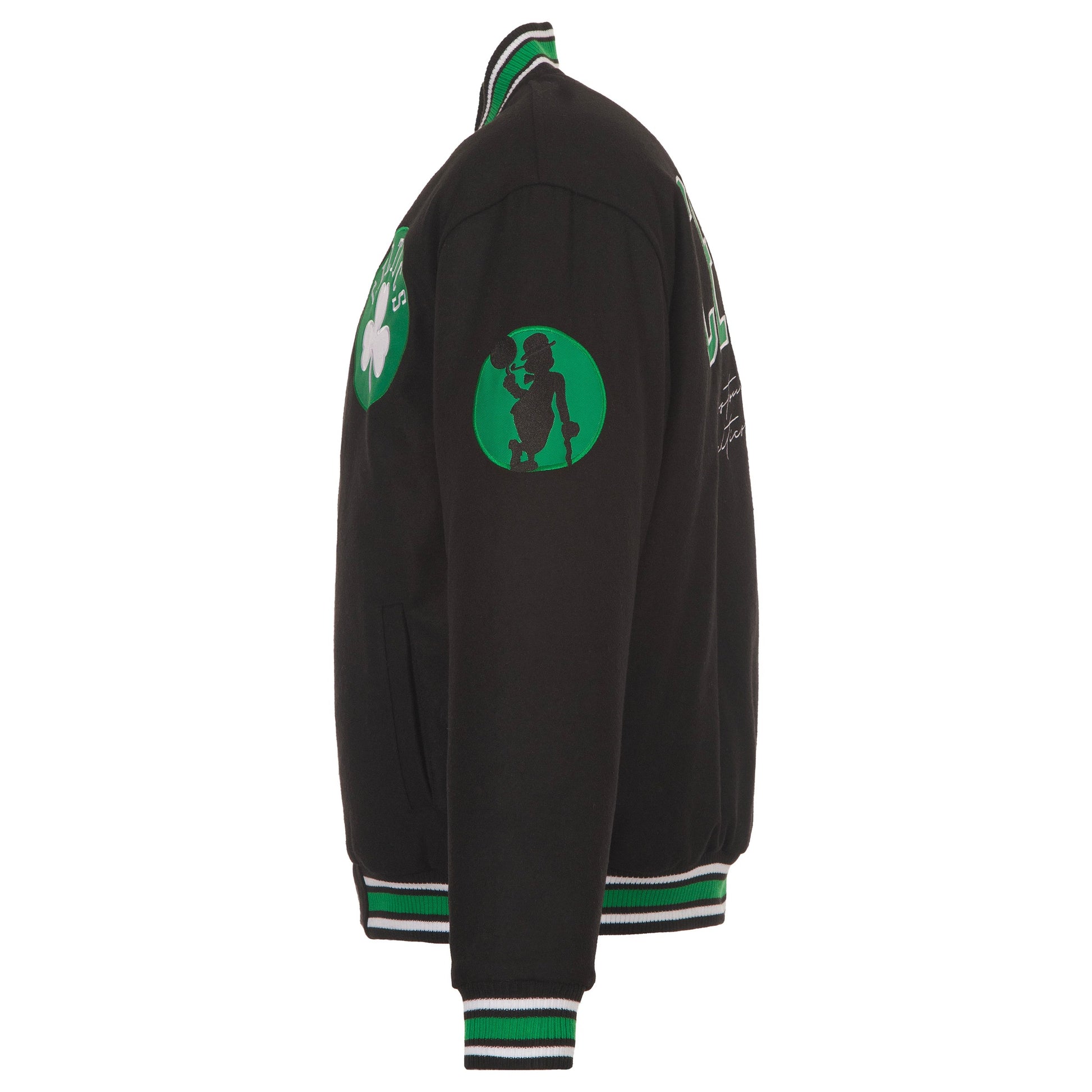 Men’s NBA Boston Celtics JH Design Black Reversible Full-Snap Wool Jacket