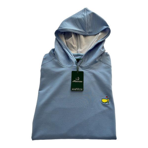 Masters Peter Millar Tech Light Blue Micro Stripe Hooded Pullover