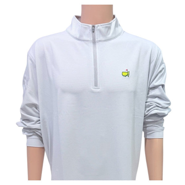 Masters Peter Millar Light Brown & White Micro Stripe 1/4 Zip Performance Pullover – 2025 Edition