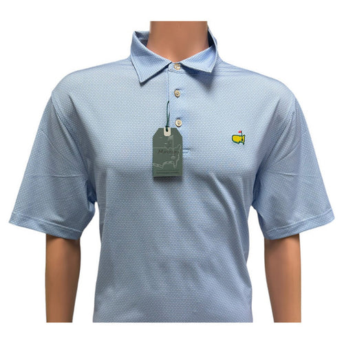 2025 Masters Tech Golf Polo – Light Blue Decorative Cross Pattern Performance Shirt