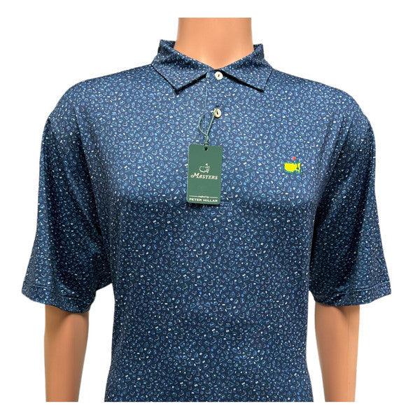 Masters Peter Millar Tech Navy Blue Bucket Hats and Badges Pattern Performance Golf Shirt Polo