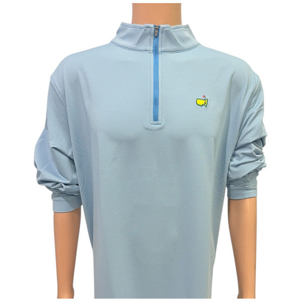 Masters Peter Millar Carolina Blue & White Micro Stripe 1/4 Zip Performance Pullover – 2025 Edition