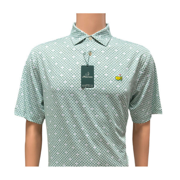 Masters by Peter Millar Performance Tech Polo – White Leaderboard Pattern (2025)