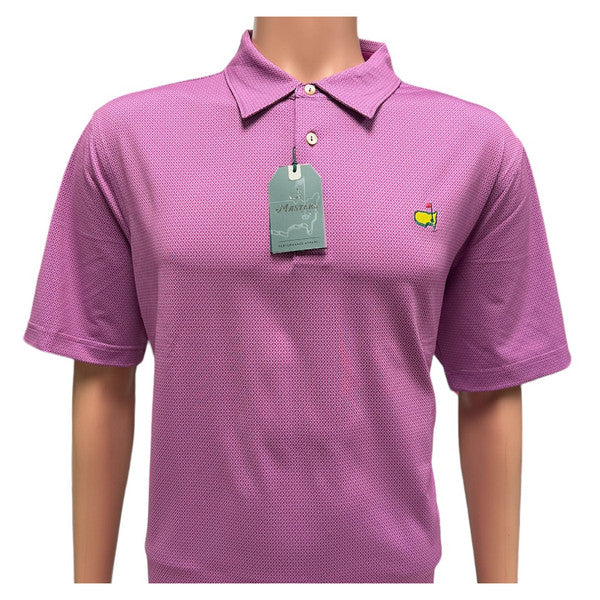 2025 Masters Tech Golf Polo – Magenta Decorative Cross Pattern Performance Shirt