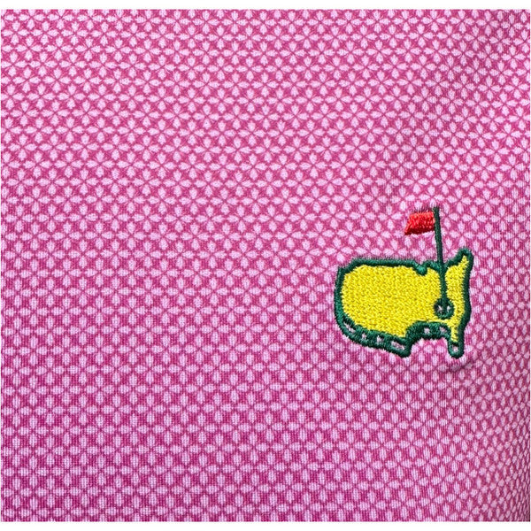 2025 Masters Tech Golf Polo – Magenta Decorative Cross Pattern Performance Shirt