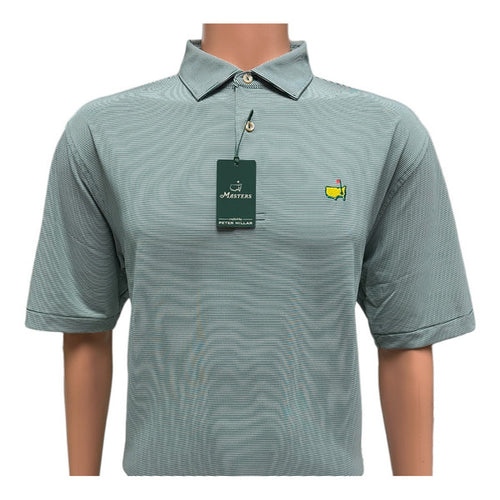 2025 Masters Peter Millar Performance Golf Polo – Evergreen & White Micro Stripe
