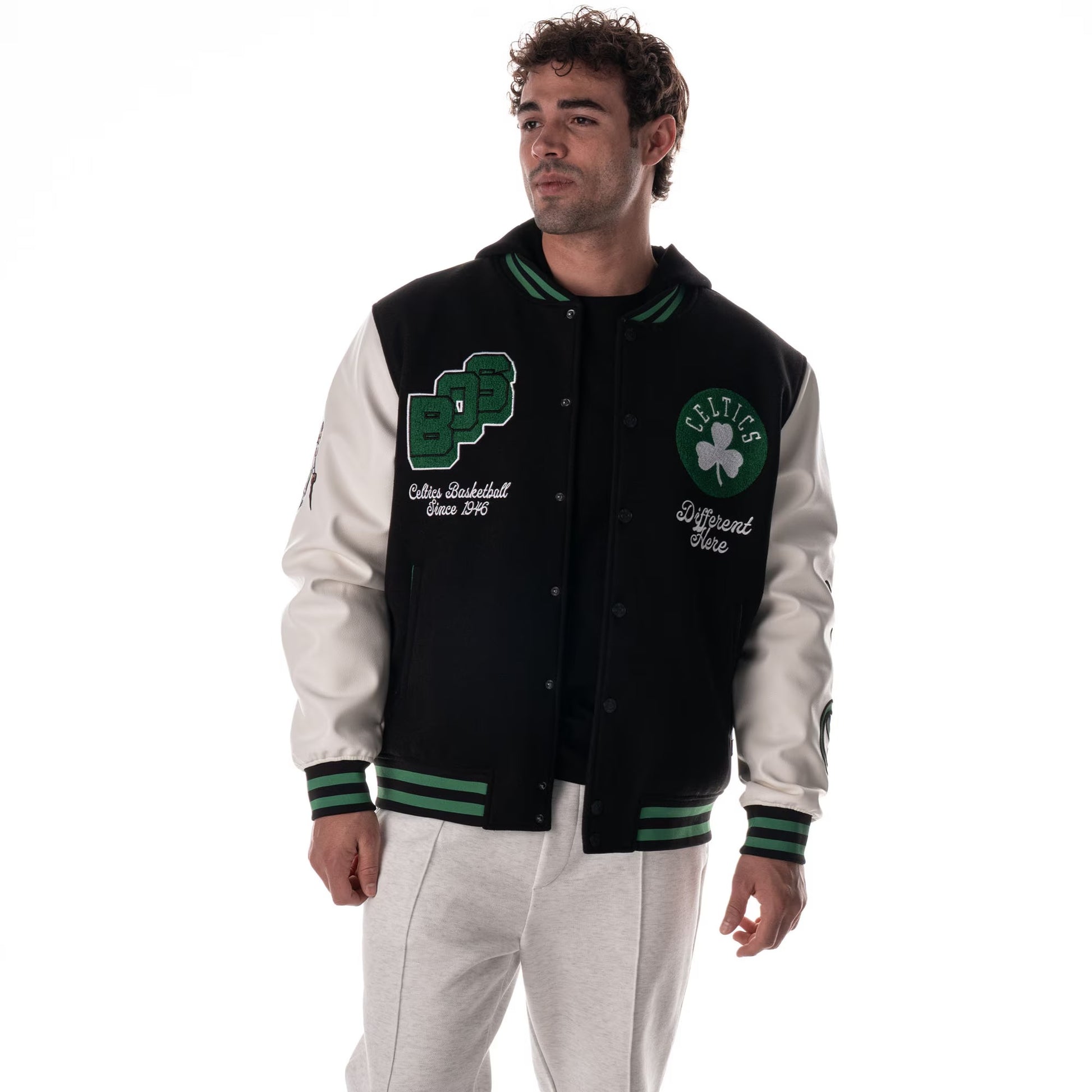 Unisex NBA Boston Celtics Wild Collective Wool Varsity Jacket Black