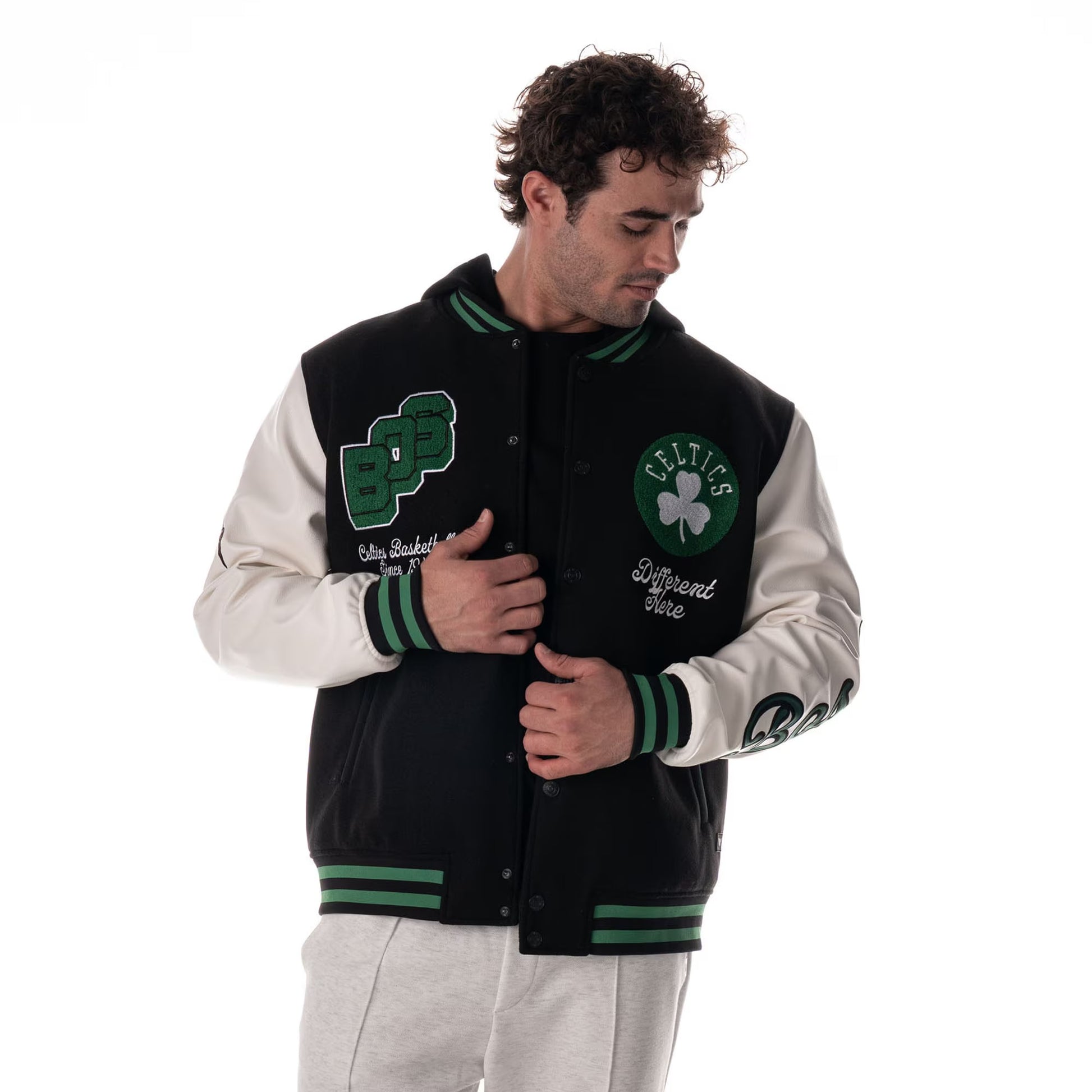 Unisex NBA Boston Celtics Wild Collective Wool Varsity Jacket Black