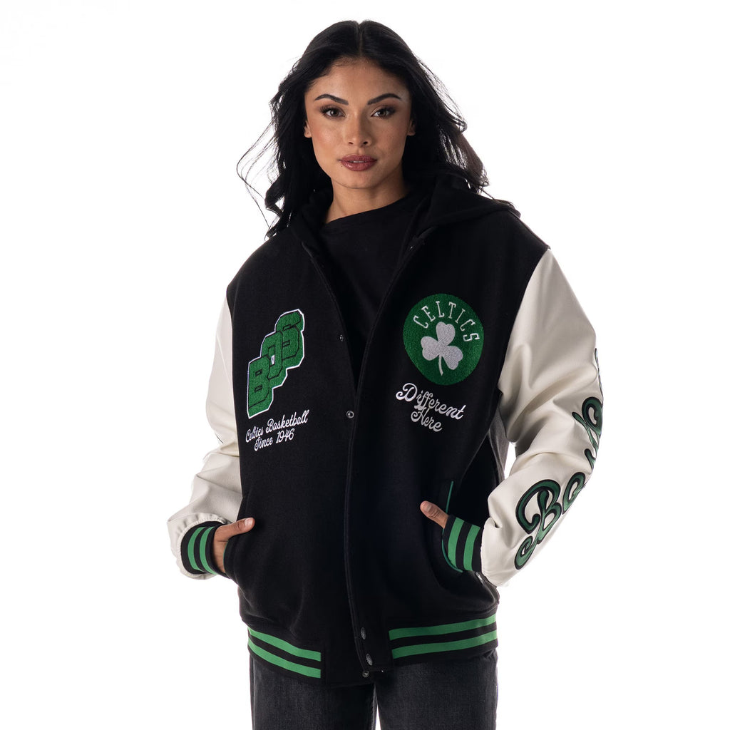 Unisex NBA Boston Celtics Wild Collective Wool Varsity Jacket Black