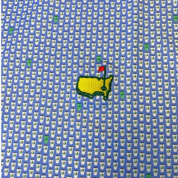 Masters Peter Millar Performance Tech Blue Beer Cup Pattern Polo