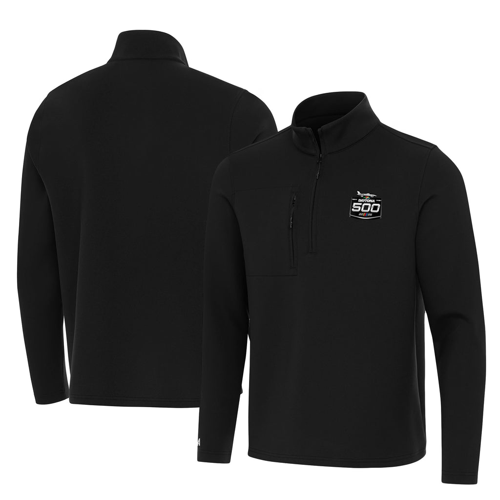 Men's 2025 Daytona 500 Antigua Black Insider Quarter-Zip Jacket