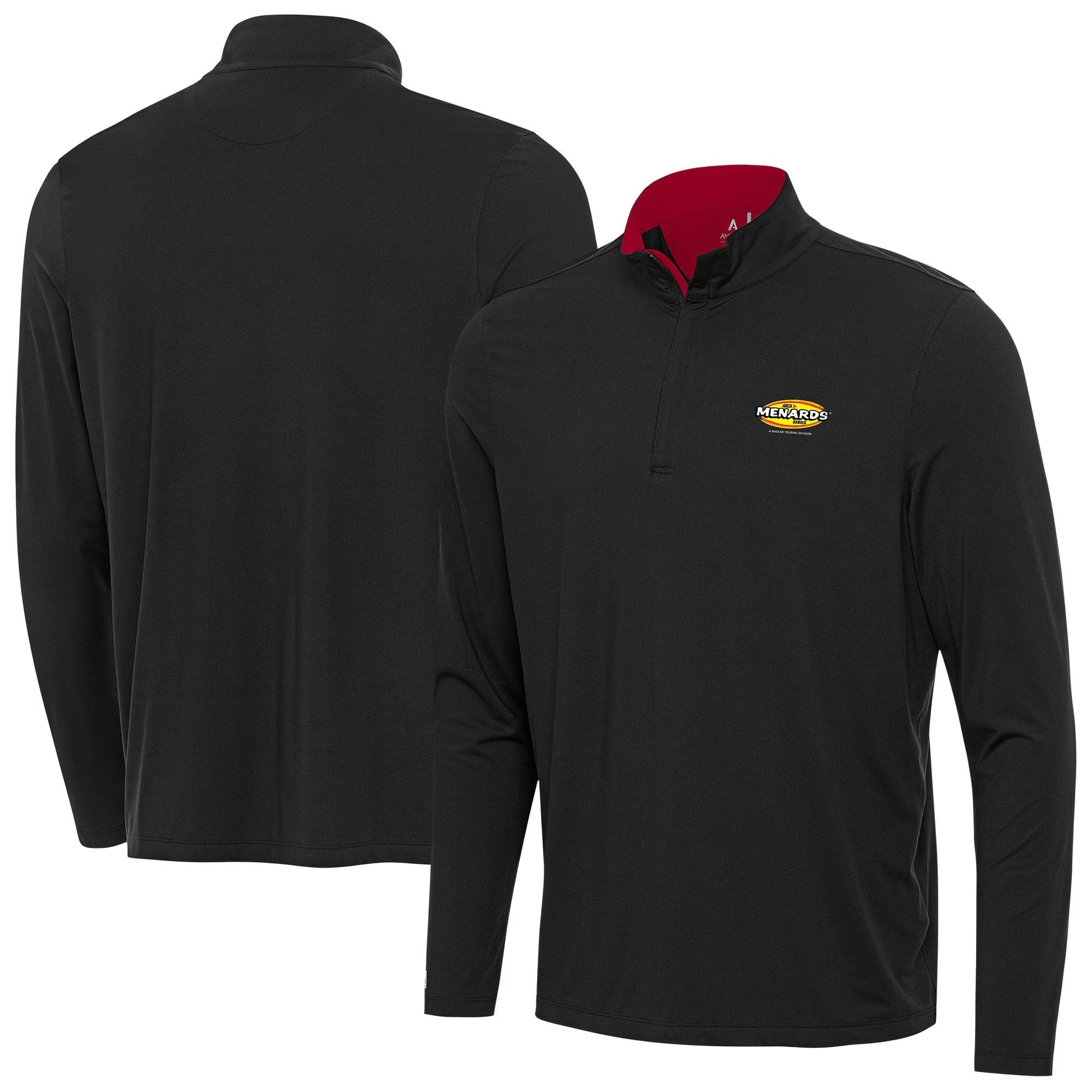 Men's ARCA Menards Series Antigua Black Content Quarter-Zip Pullover