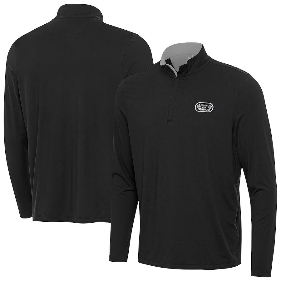 Men's Bowman Gray Stadium Antigua Black Content Quarter-Zip Sweatshirt