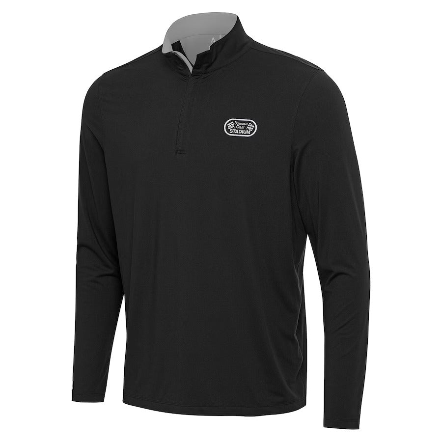 Men's Bowman Gray Stadium Antigua Black Content Quarter-Zip Sweatshirt