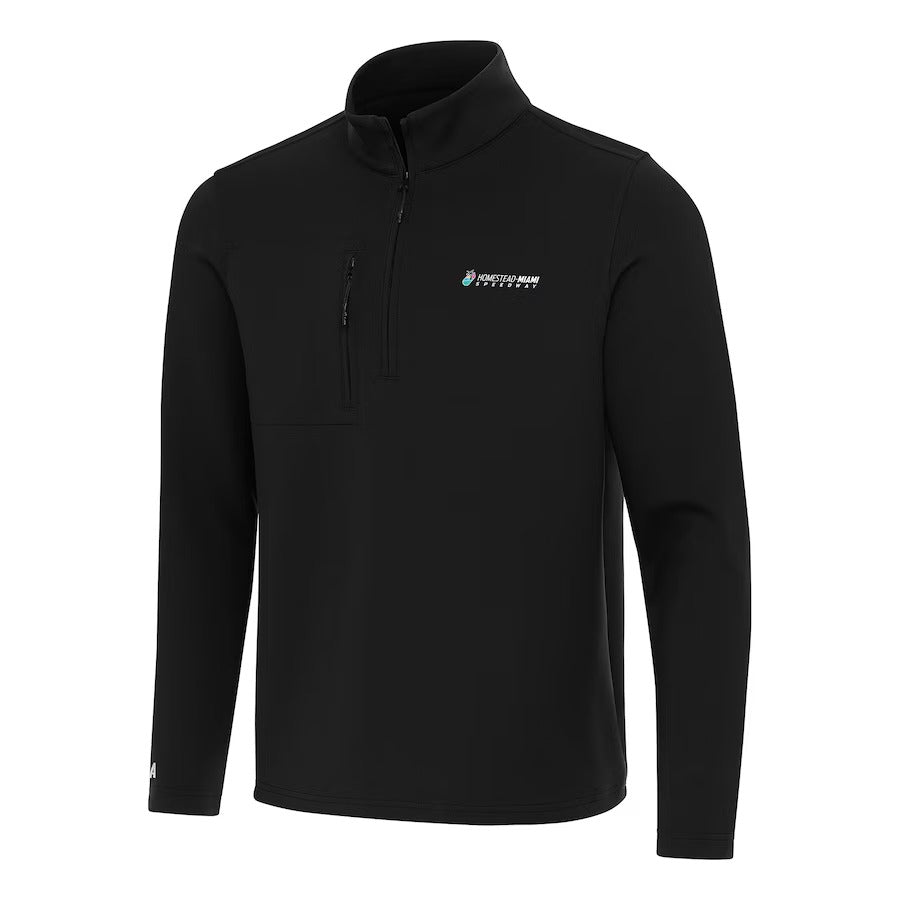 Men's Homestead-Miami Speedway Antigua Black Insider Quarter-Zip Pullover Top
