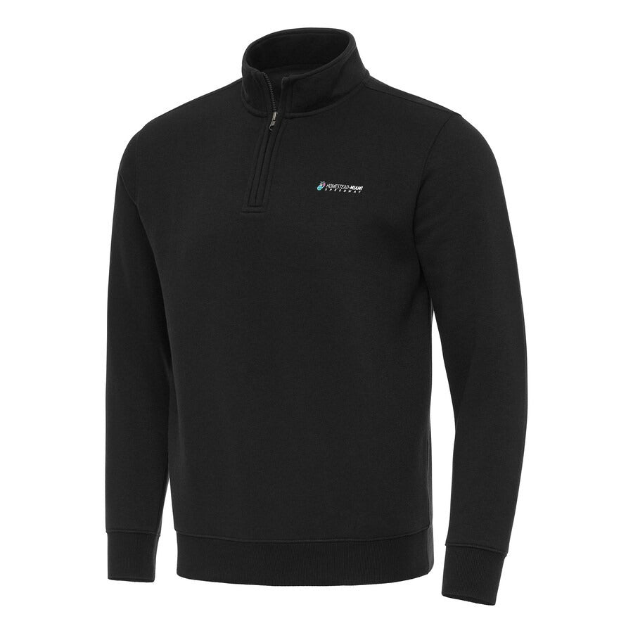 Men's Homestead-Miami Speedway Antigua Black Victory Quarter-Zip Pullover Top