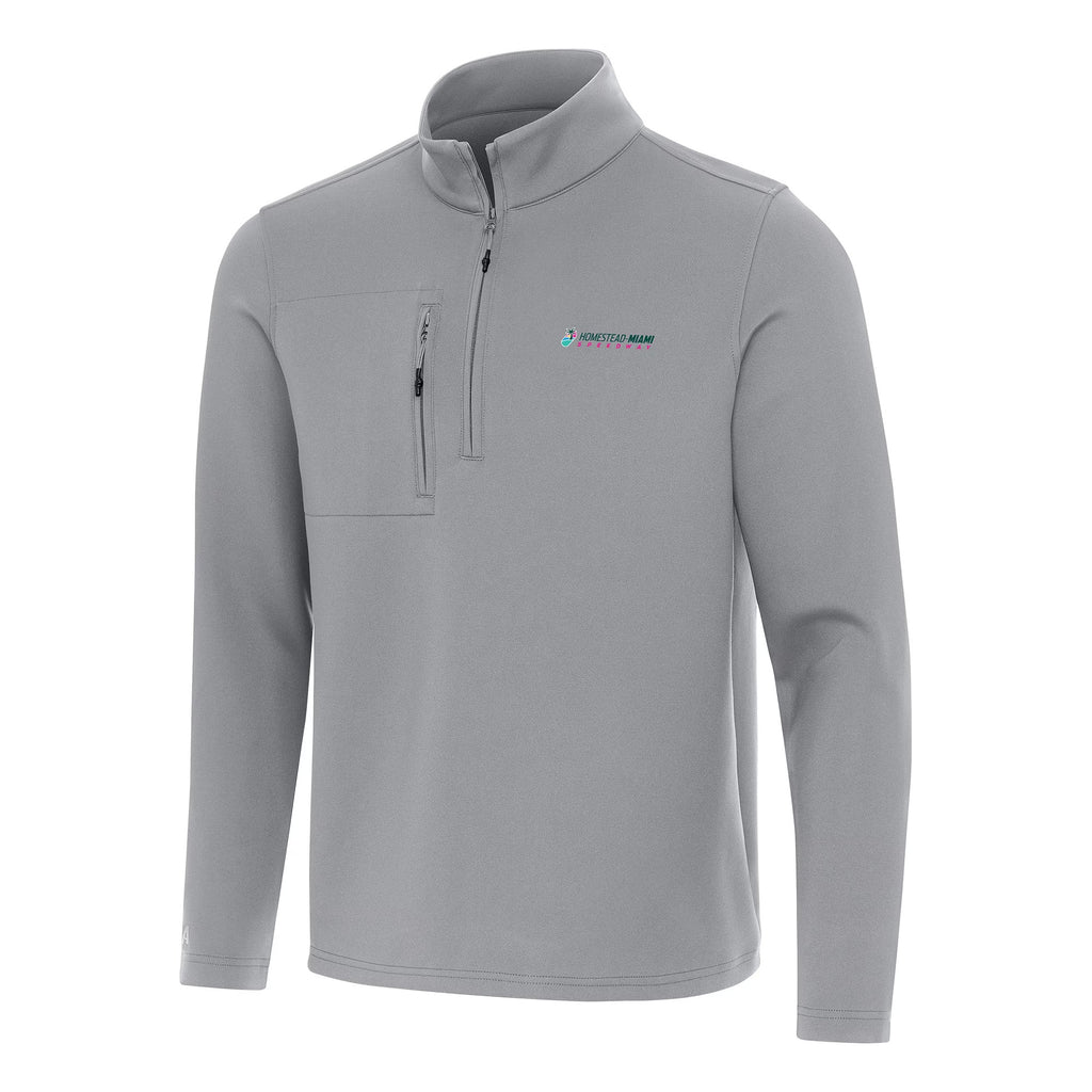 Men's Homestead-Miami Speedway Antigua Black Insider Quarter-Zip Pullover Top