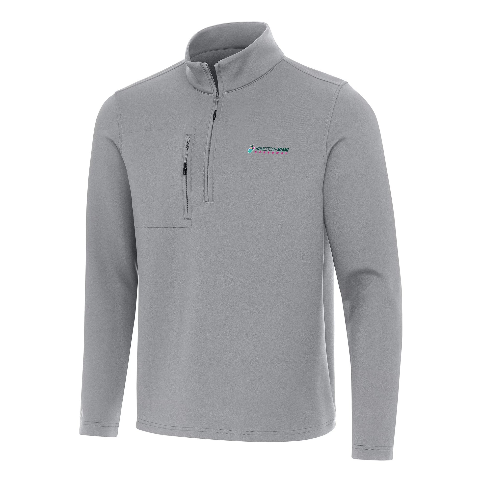 Men's Homestead-Miami Speedway Antigua Black Insider Quarter-Zip Pullover Top
