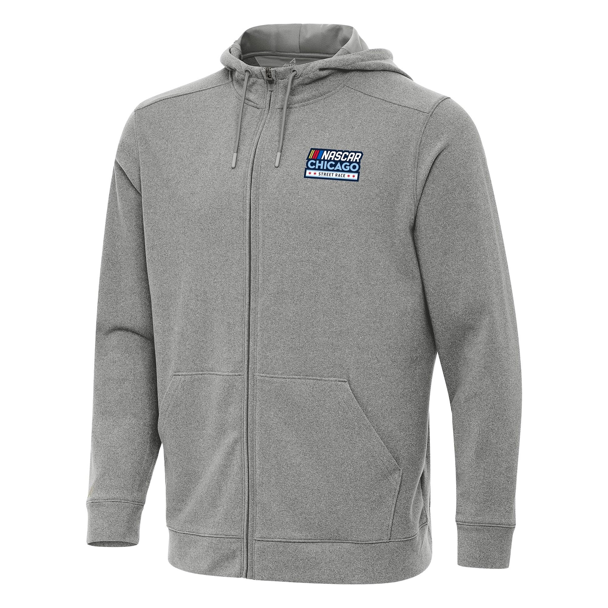 Men's NASCAR Chicago Street Race Antigua Gray Effortless Full-Zip Hoodie Jacket