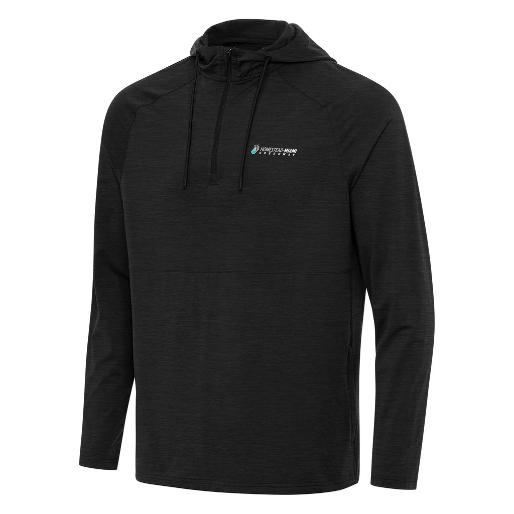 Men's Homestead-Miami Speedway Antigua Heather Black Spikes Raglan Quarter-Zip Hoodie