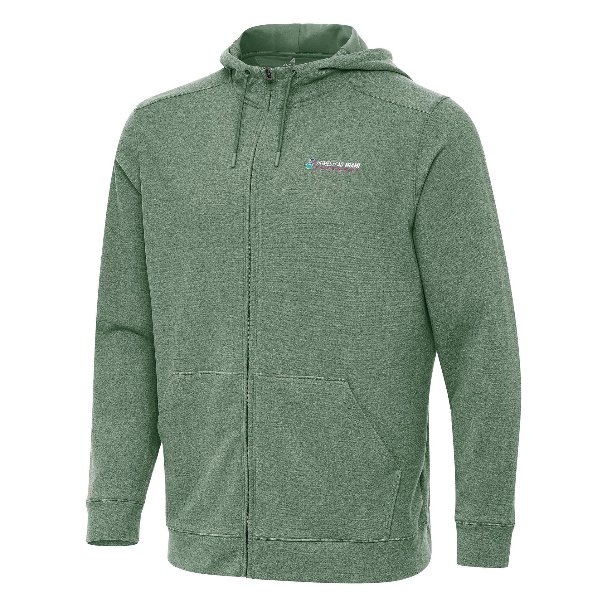 Men's Homestead-Miami Speedway Antigua Heather Gray Effortless Full-Zip Hoodie